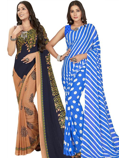 women pack of 2 casual wear combo sarees with blouse - 21476266 - Very Small Image - 1