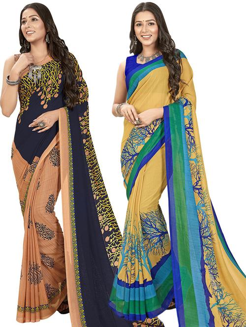 women pack of 2 casual wear combo sarees with blouse - 21476275 - Very Small Image - 1