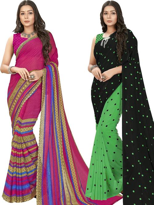 women pack of 2 casual wear sarees with blouse - 21476277 - Very Small Image - 1