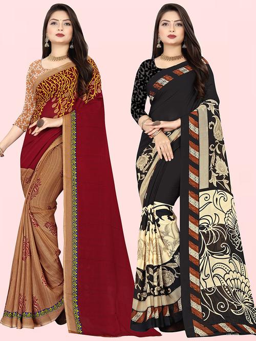 women pack of 2 casual wear combo sarees with blouse - 21476284 - Very Small Image - 1