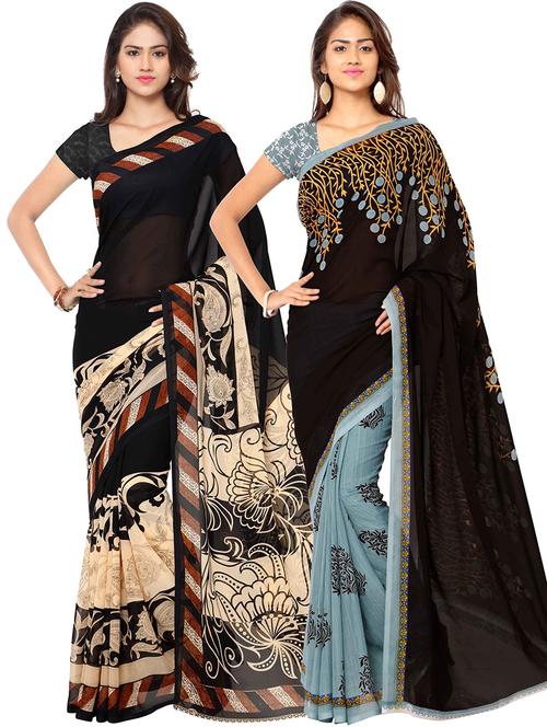 women pack of 2 casual wear combo sarees with blouse - 21476286 - Very Small Image - 1