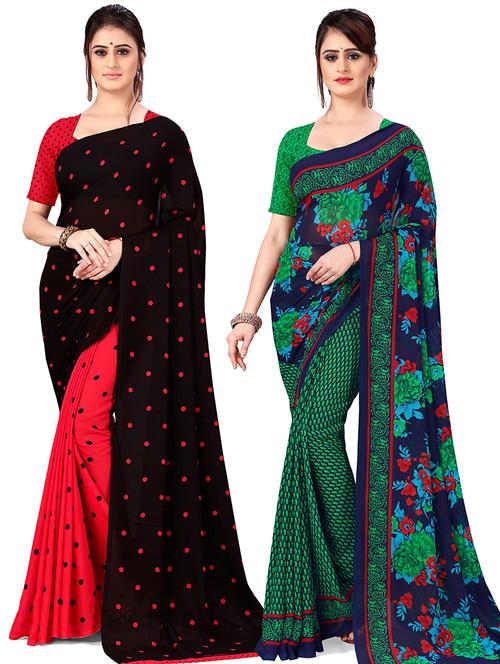 women pack of 2 casual wear combo sarees with blouse - 21476294 - Very Small Image - 1