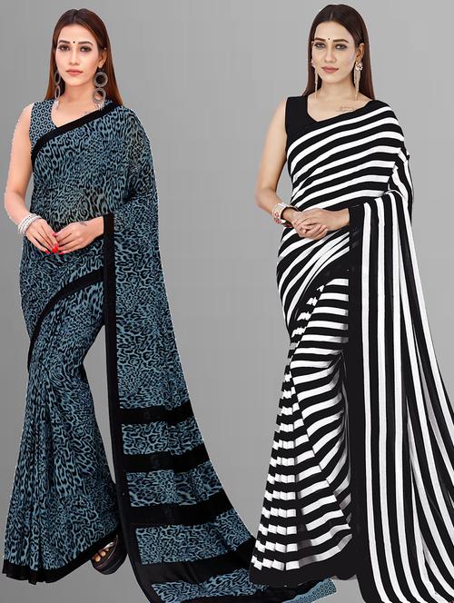 women pack of 2 casual wear combo sarees with blouse - 21476296 - Very Small Image - 1