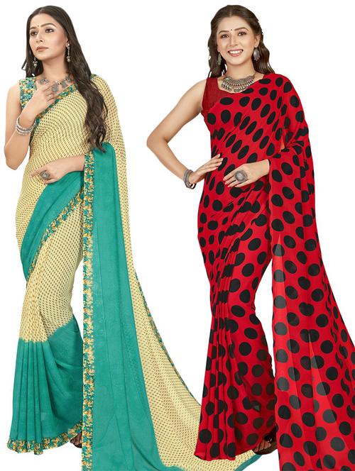 women pack of 2 casual wear combo sarees with blouse - 21476318 - Very Small Image - 1