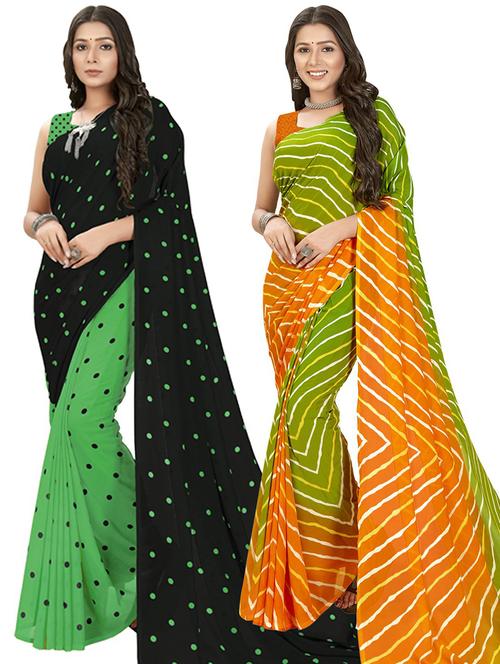 women pack of 2 casual wear combo sarees with blouse - 21476337 - Very Small Image - 1