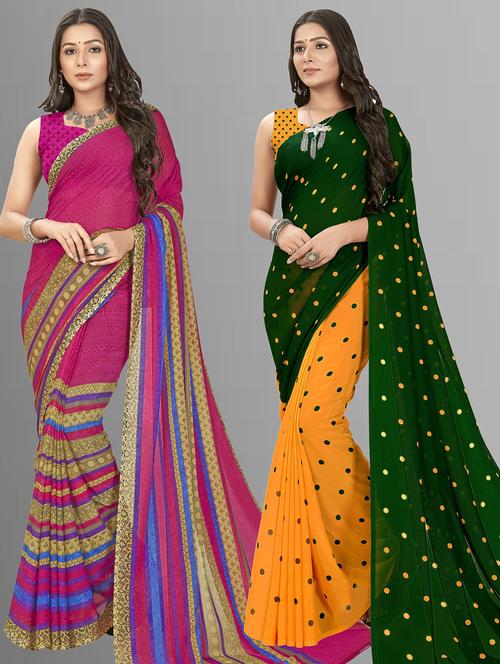 women pack of 2 casual wear combo sarees with blouse - 21476343 - Very Small Image - 1