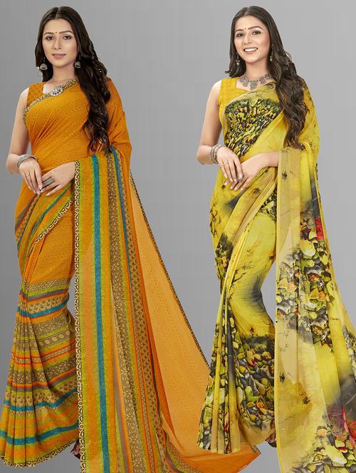 women pack of 2 casual wear combo sarees with blouse - 21476344 - Very Small Image - 1