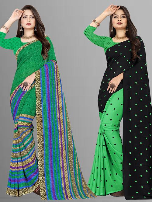 women pack of 2 casual wear combo sarees with blouse - 21476358 - Very Small Image - 1