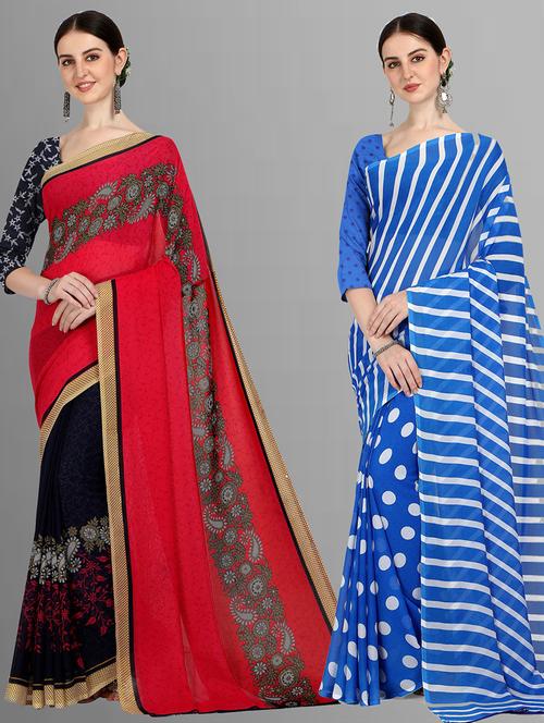 women pack of 2 casual wear combo sarees with blouse - 21476359 - Very Small Image - 1