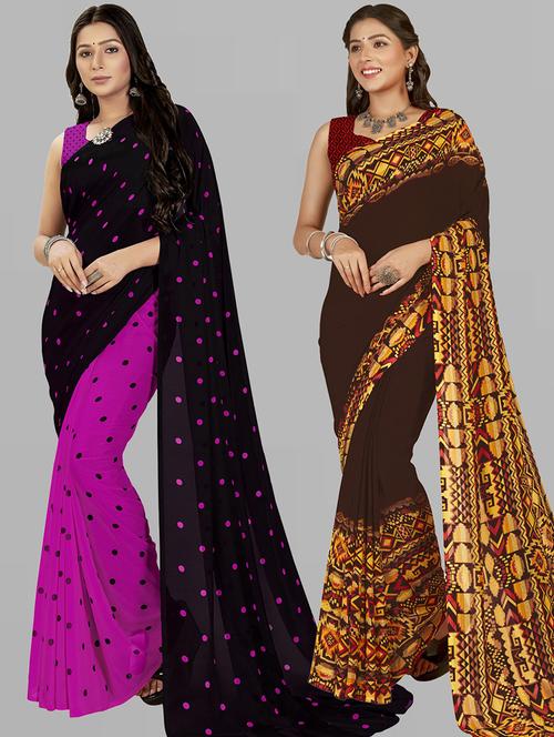 women pack of 2 casual wear combo sarees with blouse - 21476361 - Very Small Image - 1