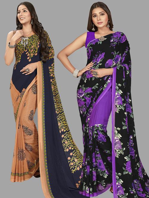women pack of 2 casual wear combo sarees with blouse - 21476364 - Very Small Image - 1