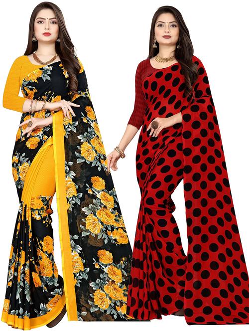 women pack of 2 casual wear combo sarees with blouse - 21476370 - Very Small Image - 1