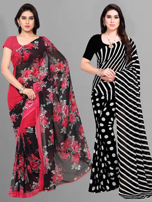 women pack of 2 casual wear combo sarees with blouse - 21476374 - Very Small Image - 1