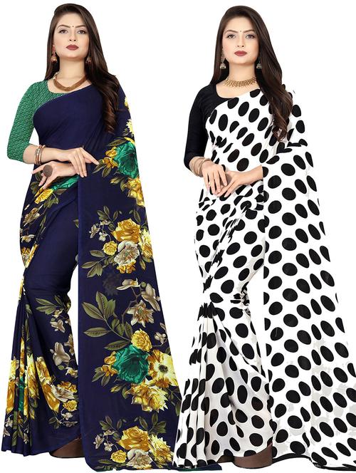 women pack of 2 casual wear combo sarees with blouse - 21476389 - Very Small Image - 1