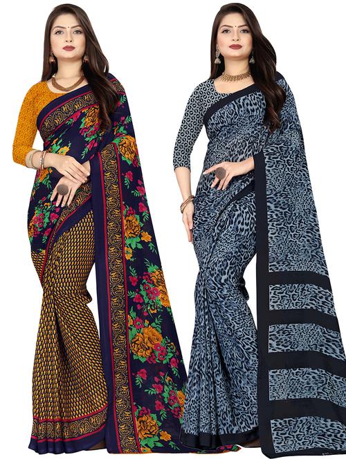 women pack of 2 casual wear combo sarees with blouse - 21476392 - Very Small Image - 1
