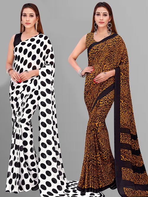women pack of 2 casual wear combo sarees with blouse - 21476405 - Very Small Image - 1