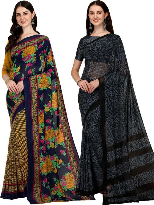 women pack of 2 casual wear combo sarees with blouse - 21476406 - Very Small Image - 1