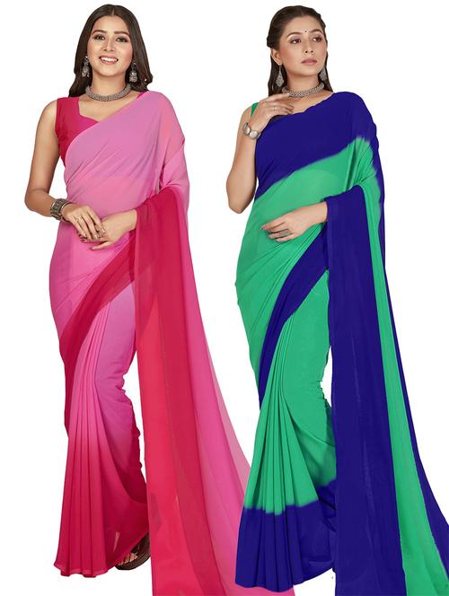 women pack of 2 casual wear combo sarees with blouse - 21476413 - Very Small Image - 1