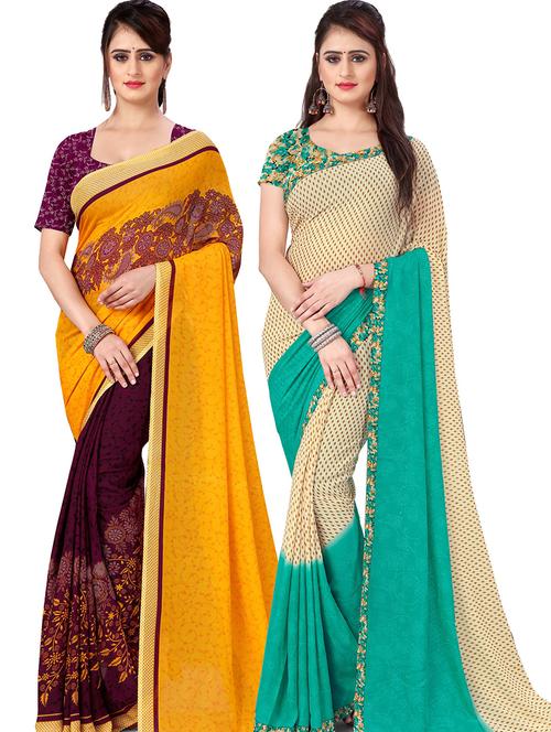 women pack of 2 casual wear combo sarees with blouse - 21476416 - Very Small Image - 1