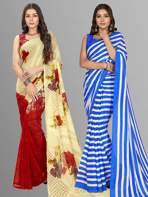 women pack of 2 casual wear combo sarees with blouse - 21476417 - Very Small Image - 1