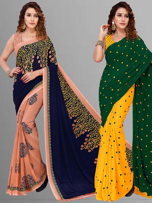 women pack of 2 casual wear combo sarees with blouse - 21476434 - Very Small Image - 1
