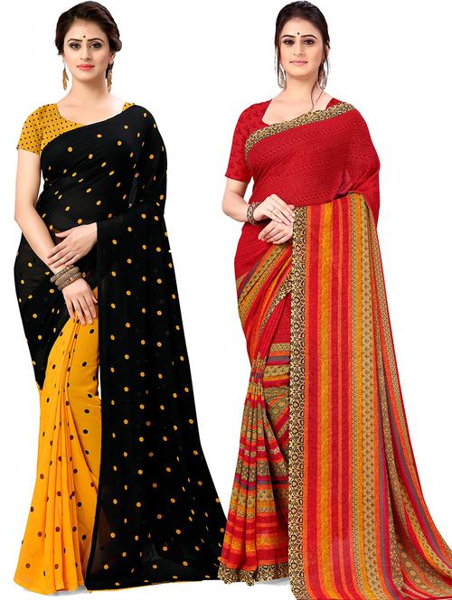 women pack of 2 casual wear combo sarees with blouse - 21476435 - Very Small Image - 1