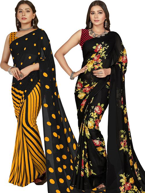 women pack of 2 casual wear combo sarees with blouse - 21476442 - Very Small Image - 1
