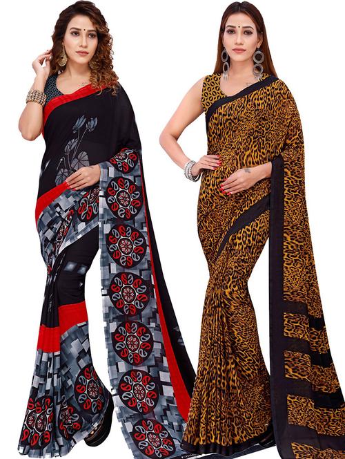 women pack of 2 casual wear combo sarees with blouse - 21476449 - Very Small Image - 1