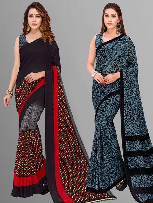 women pack of 2 casual wear combo sarees with blouse - 21476453 - Very Small Image - 1