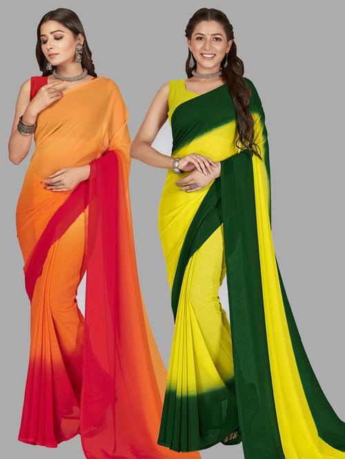 women pack of 2 casual wear combo sarees with blouse - 21476457 - Very Small Image - 1