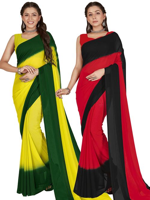 women pack of 2 casual wear combo sarees with blouse - 21476458 - Very Small Image - 1