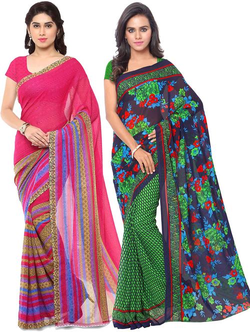 women pack of 2 casual wear combo sarees with blouse - 21476462 - Very Small Image - 1
