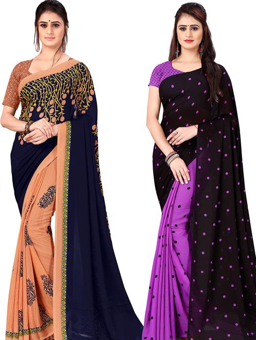 women pack of 2 casual wear combo sarees with blouse - 21476469 - Very Small Image - 1