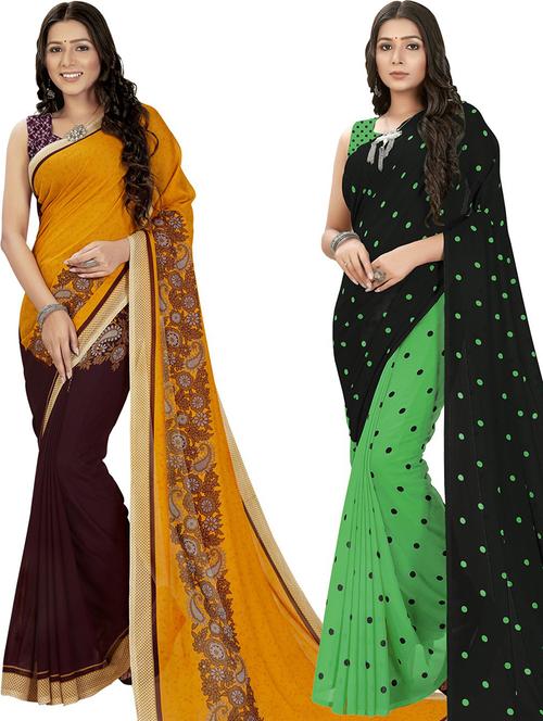 women pack of 2 casual wear combo sarees with blouse - 21476473 - Very Small Image - 1