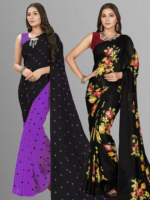 women pack of 2 casual wear combo sarees with blouse - 21476474 - Very Small Image - 1