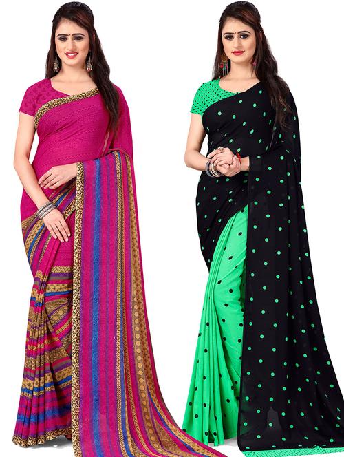 women pack of 2 casual wear combo sarees with blouse - 21476476 - Very Small Image - 1