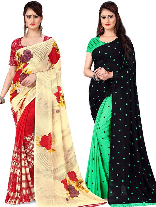 women pack of 2 casual wear combo sarees with blouse - 21476479 - Very Small Image - 1