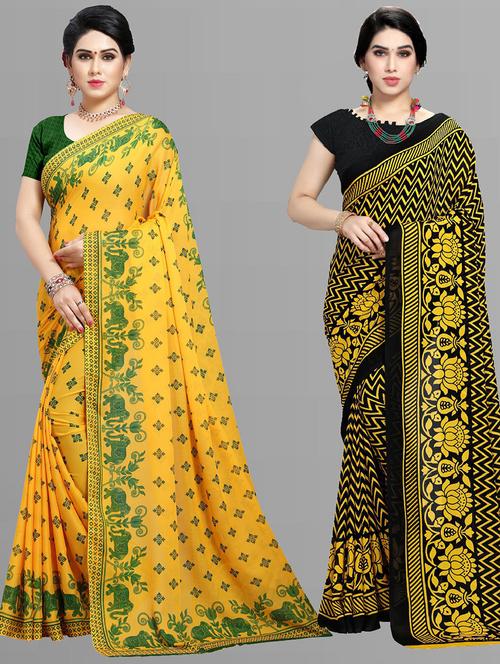 women pack of 2 casual wear combo sarees with blouse - 21476481 - Very Small Image - 1