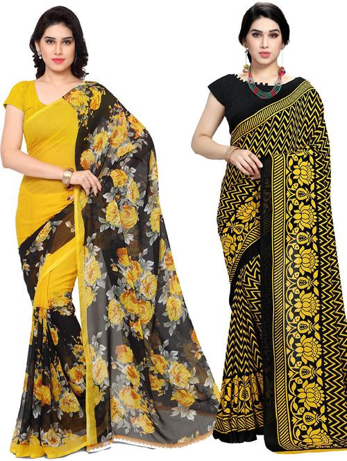 women pack of 2 casual wear combo sarees with blouse - 21476482 - Very Small Image - 1