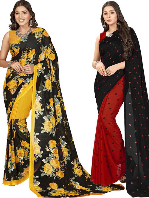 women pack of 2 casual wear combo sarees with blouse - 21476485 - Very Small Image - 1