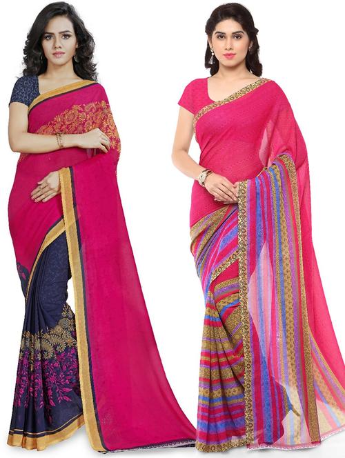 women pack of 2 casual wear combo sarees with blouse - 21476486 - Very Small Image - 1