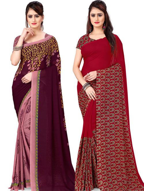 women pack of 2 casual wear combo sarees with blouse - 21476490 - Very Small Image - 1