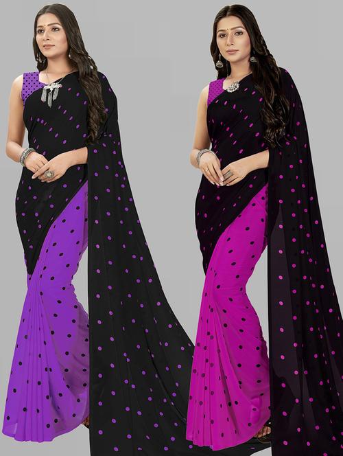 women pack of 2 casual wear combo sarees with blouse - 21476503 - Very Small Image - 1