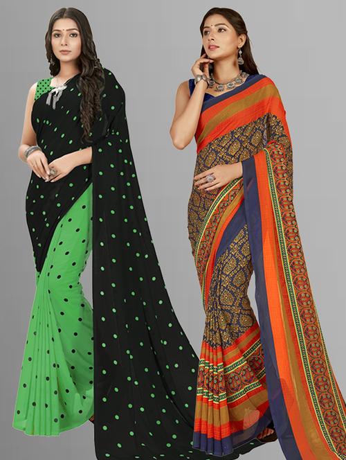 women pack of 2 casual wear combo sarees with blouse - 21476507 - Very Small Image - 1