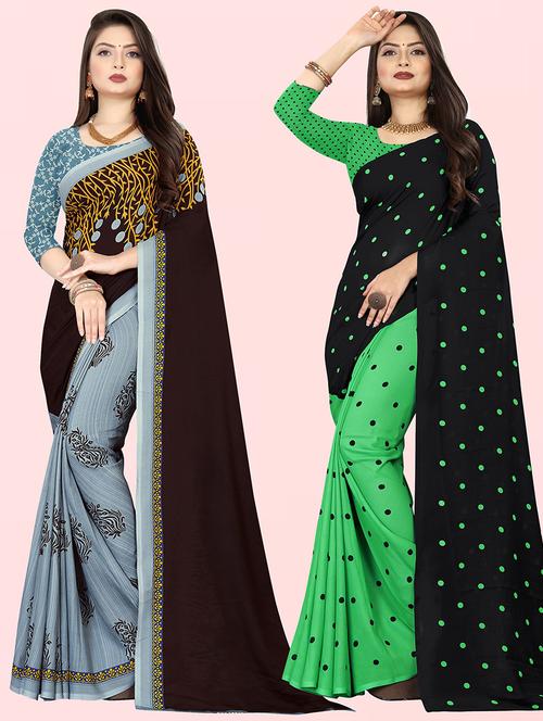 women pack of 2 casual wear combo sarees with blouse - 21476509 - Very Small Image - 1