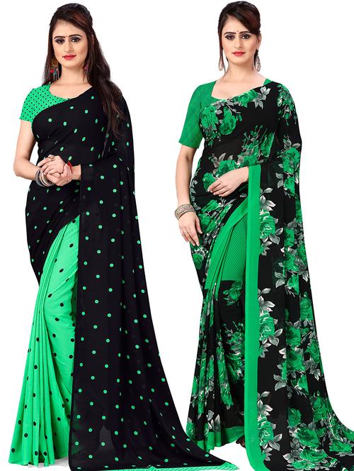 women pack of 2 casual wear combo sarees with blouse - 21476512 - Very Small Image - 1