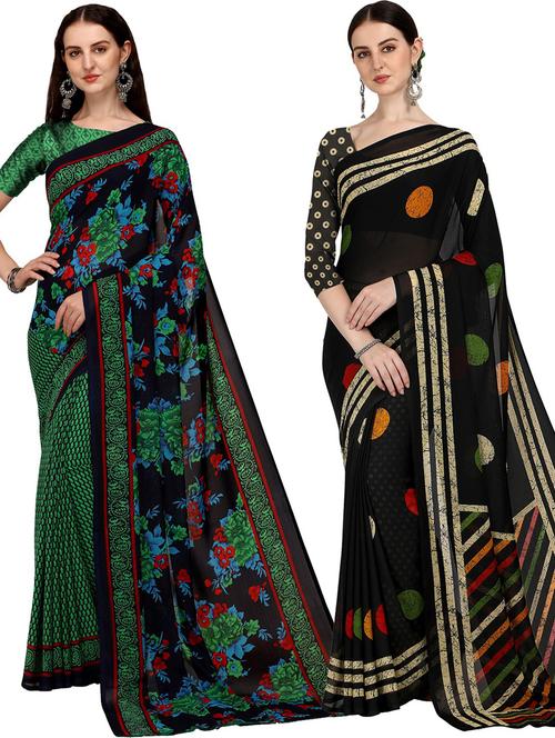women pack of 2 casual wear combo sarees with blouse - 21476517 - Very Small Image - 1