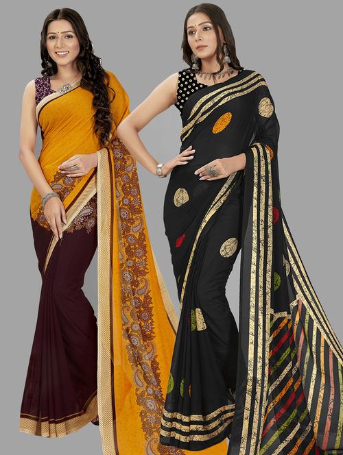 women pack of 2 casual wear combo sarees with blouse - 21476518 - Very Small Image - 1