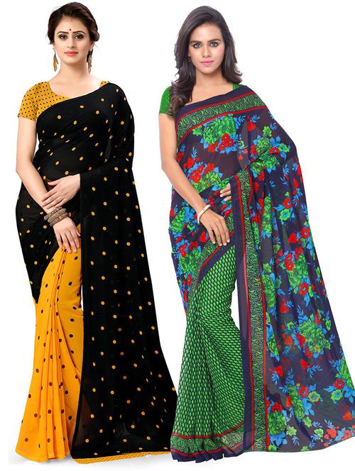 women pack of 2 casual wear combo sarees with blouse - 21476526 - Very Small Image - 1