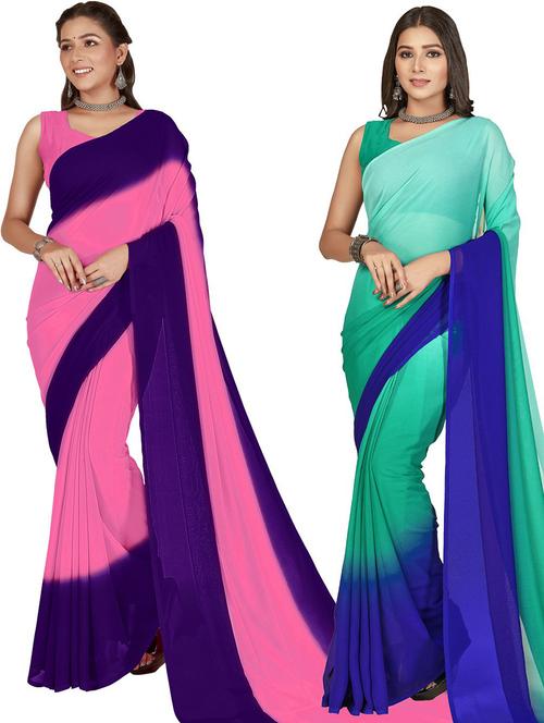 women pack of 2 casual wear combo sarees with blouse - 21476528 - Very Small Image - 1